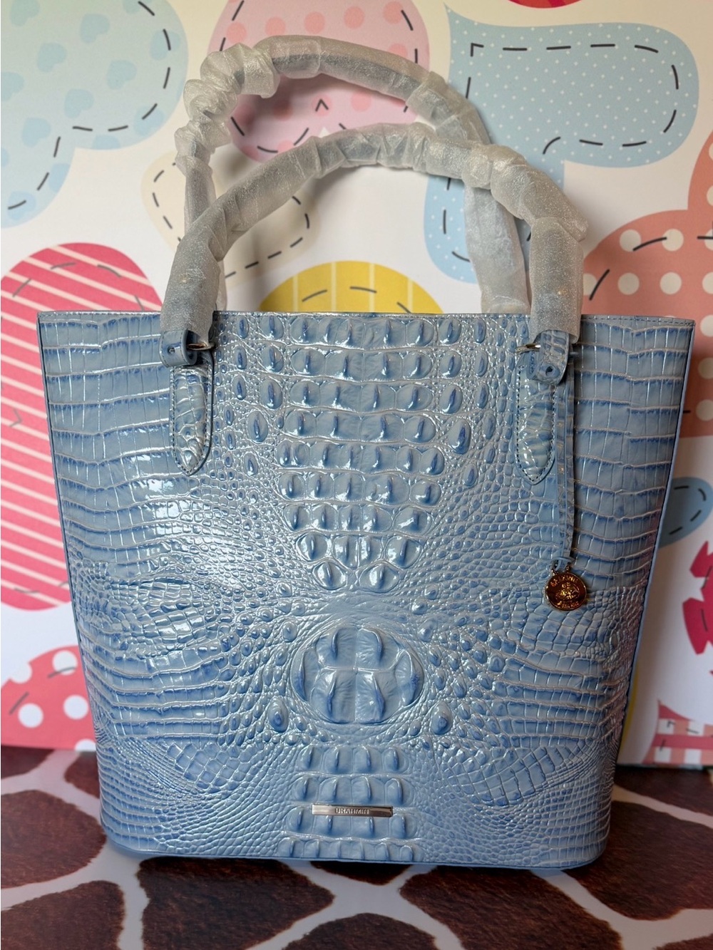 BRAHMIN EZRA HEAVENLY BLUE TOTE NWT PRETTY EYE PLACEMENT - Picture 12 of 12